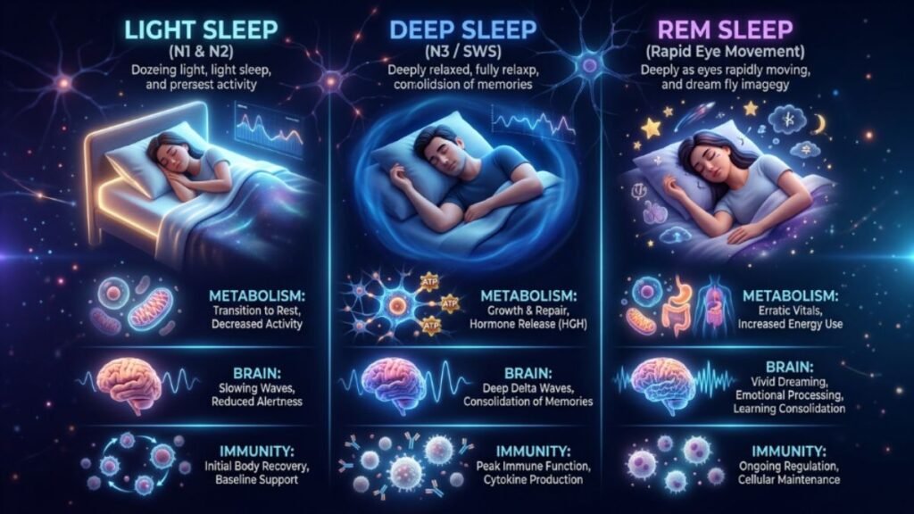 stages of deep sleep and body regeneration