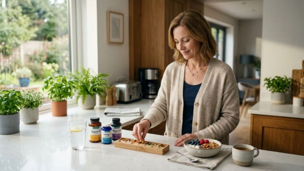 woman over 40 building a daily supplement routine