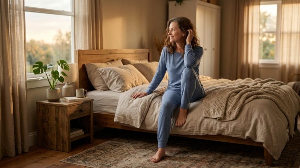 woman over 40 waking up rested after quality sleep