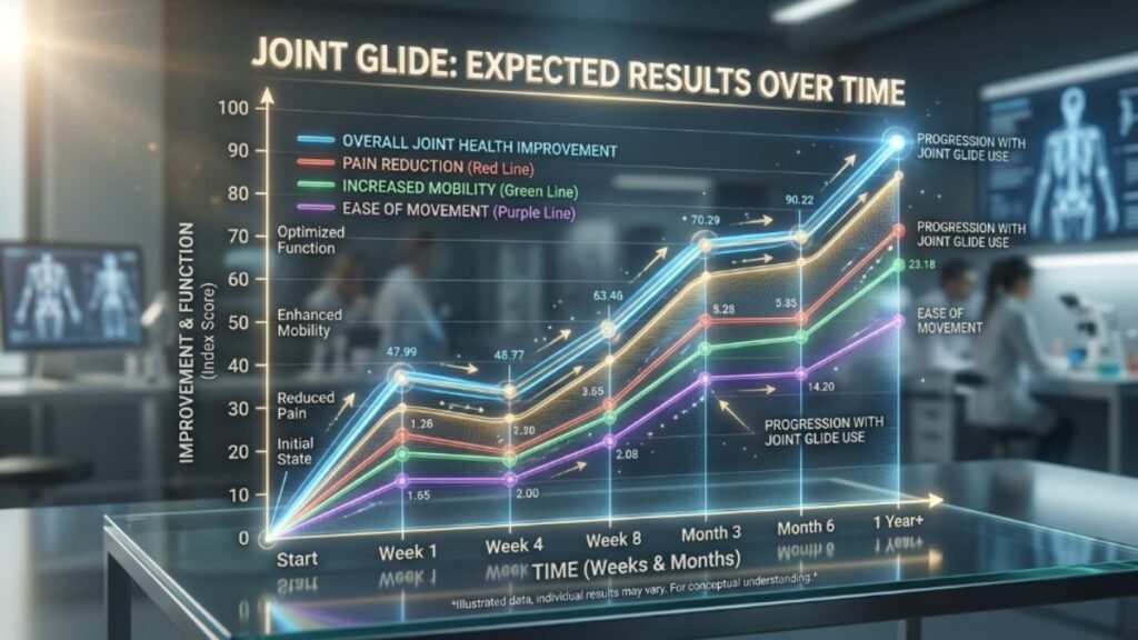 Joint Glide Review: Does This Joint Supplement Actually Work? 7 Graph showing expected results for Joint Glide over time