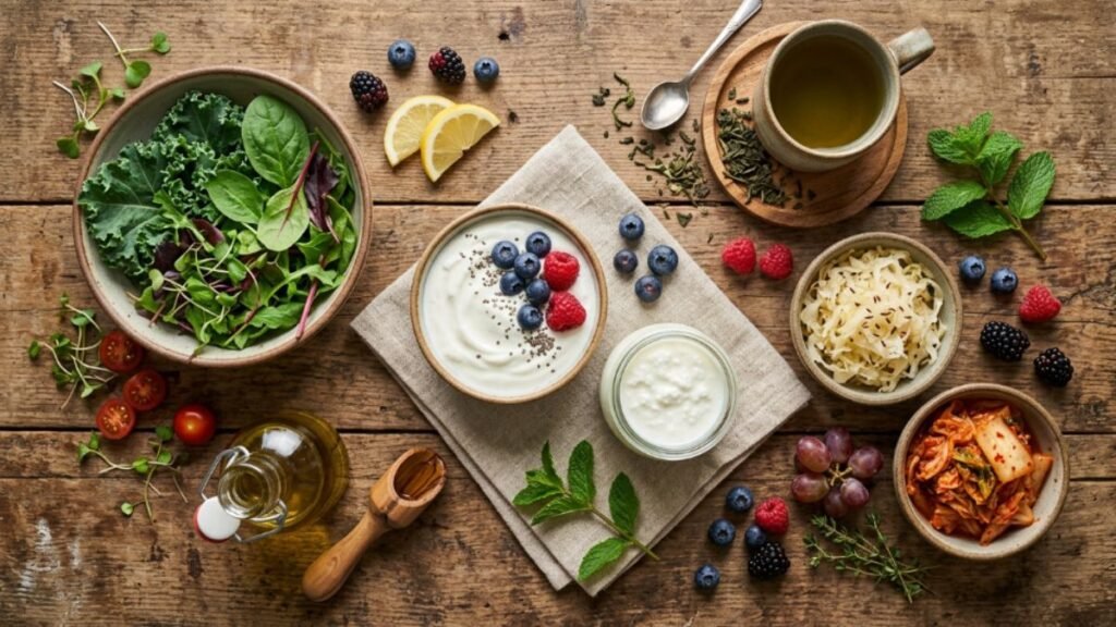 fiber-rich and fermented foods that support the gut lining
